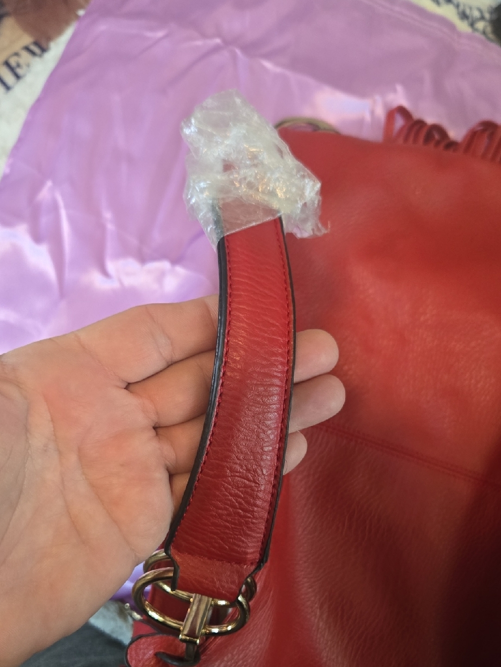 Michael Kors Red Leather Hobo Bag with Tassels - Picture 6 of 9